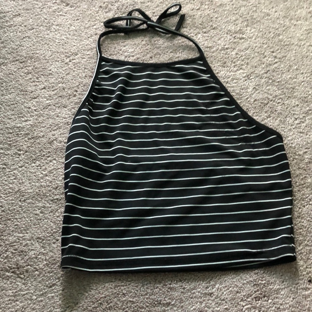 Halter neck striped top